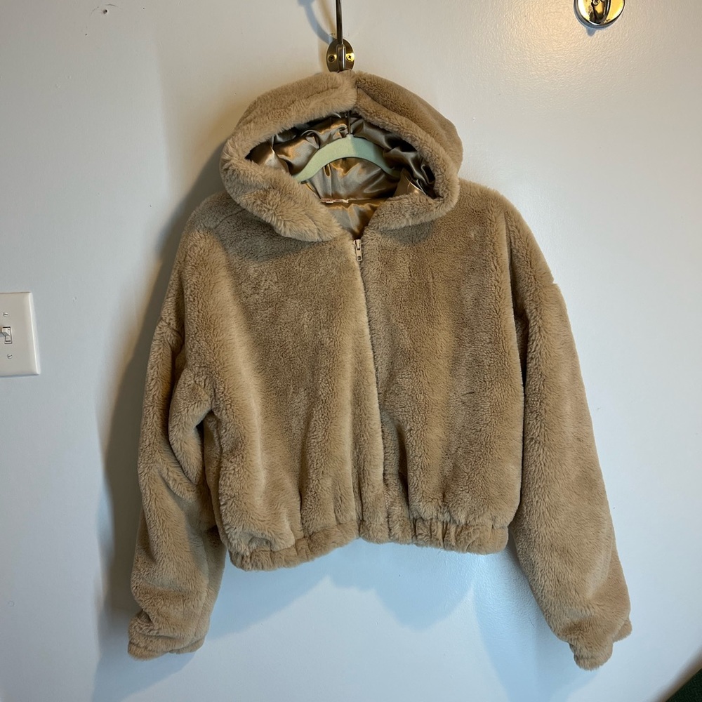 Brown faux fur jacket